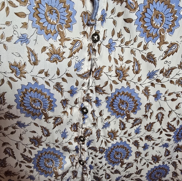 #0158 XLPetite NWT ANTHROPOLOGIE Button Down 1/2 Smock Wrists, Ruffle Collar - Picture 9 of 16